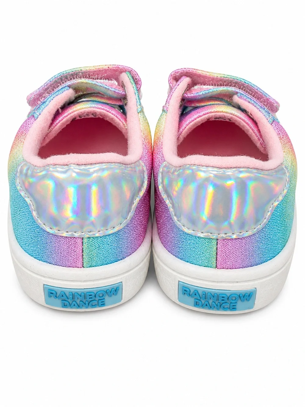 Kids Rainbow Glitter Velcro Sneakers - Pink/Blue